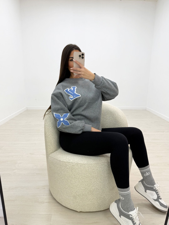 SUDADERA LV RELIEVE GRIS